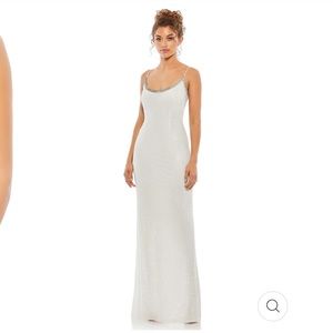 Mac DUGGAL White beaded gown